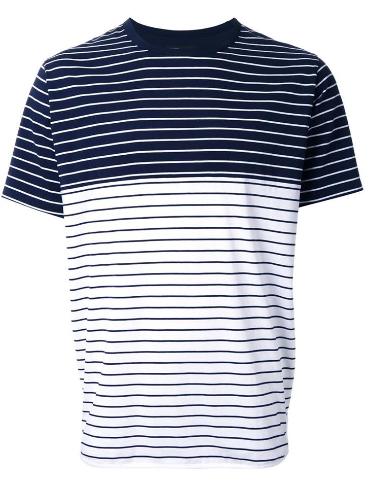 08sircus Striped T-shirt, Men's, Size: 4, Blue, Cotton