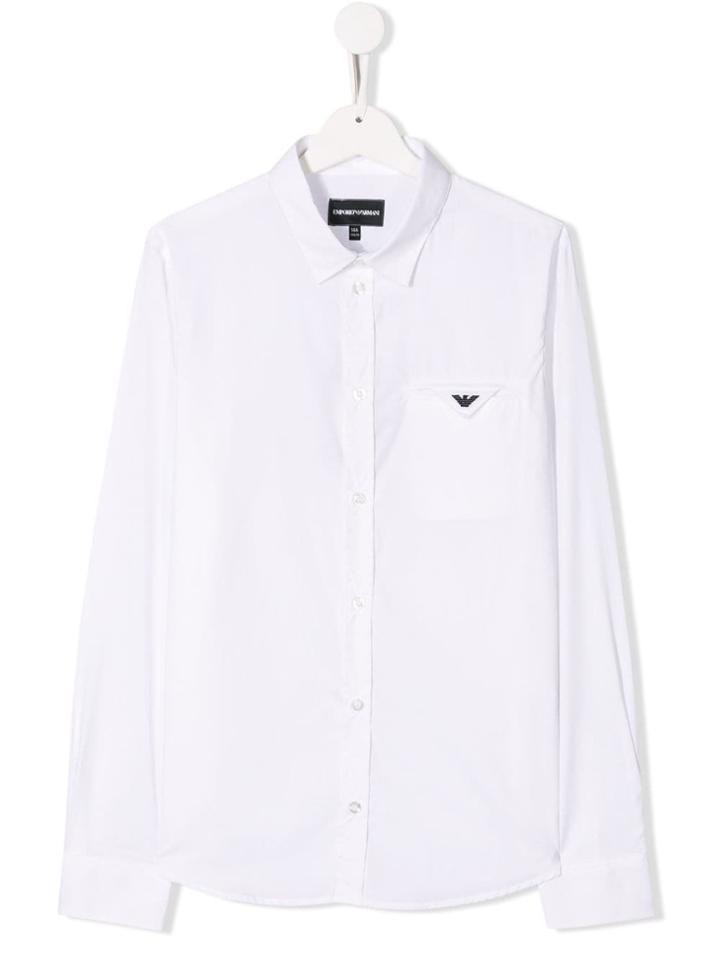 Emporio Armani Kids Teen Embroidered Logo Shirt - White