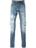 Dolce & Gabbana Distressed Slim Jeans, Men's, Size: 46, Blue, Cotton
