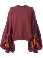 Y / Project Ruffled Sleeve Sweatshirt, Women's, Size: Medium, Red, Cotton/polyester