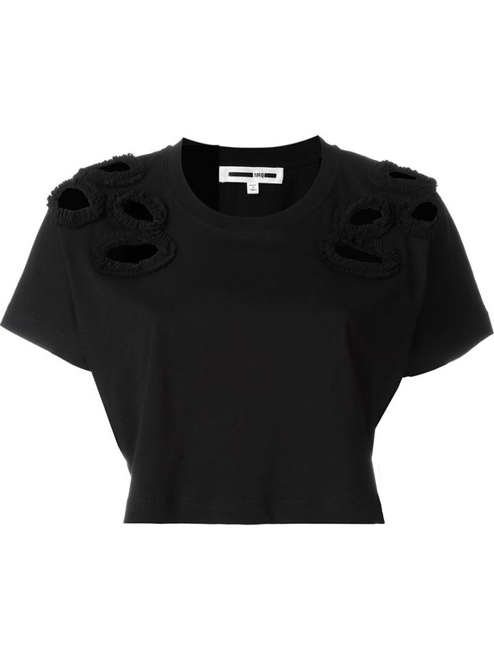 Mcq Alexander Mcqueen Cut-out Ruffles Top, Women's, Size: Xs, Black, Cotton