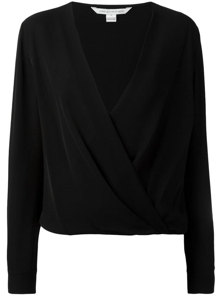 Diane Von Furstenberg Wrap Style Blouse, Women's, Size: 2, Black, Silk