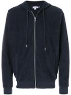 Sunspel Zipped Drawstring Hoodie - Blue