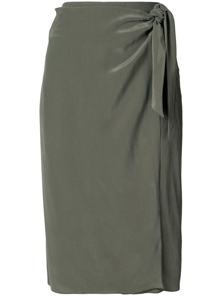 Osklen - Knotted Wrap Skirt - Women - Silk - 38, Green, Silk