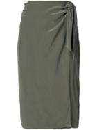 Osklen - Knotted Wrap Skirt - Women - Silk - 38, Green, Silk