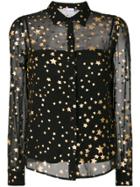 Red Valentino Layered Sheer Gold Foil Star Shirt - Black