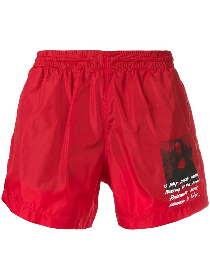 Off-white Mona Lisa Swim Shorts - Red