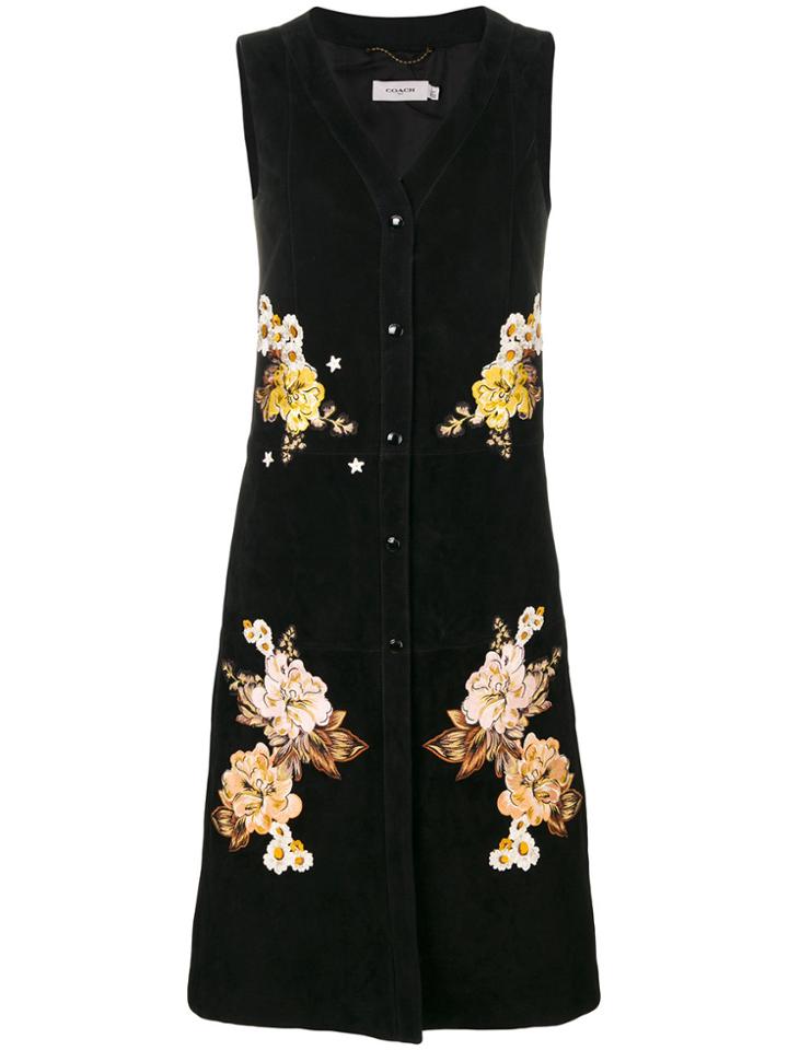 Coach Floral Embroidered Dress - Black