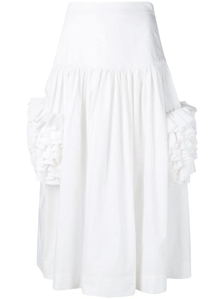 Molly Goddard A-line Midi Skirt With Ruffles - White