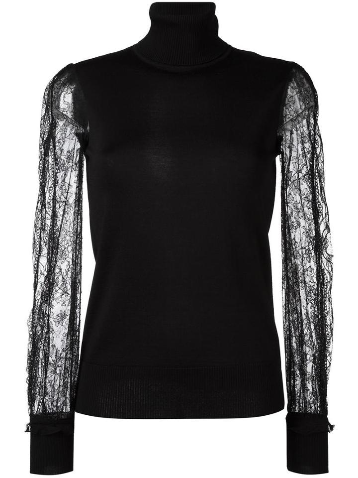 Roberto Cavalli Sheer Sleeve Jumper, Women's, Size: 42, Black, Polyamide/viscose/virgin Wool