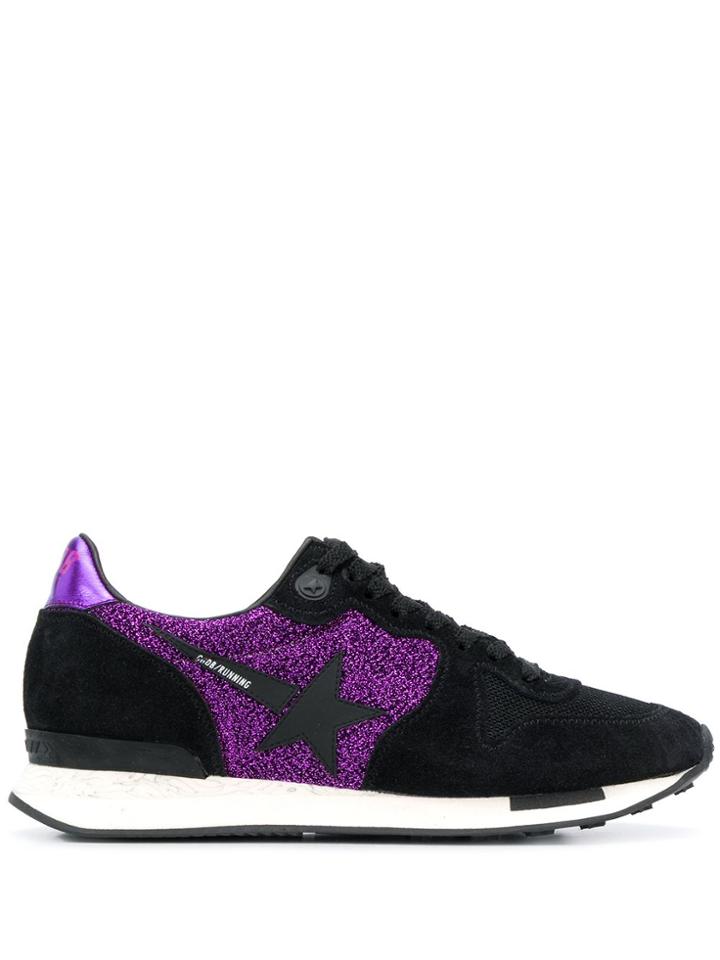 Golden Goose Running Sole Glitter Sneakers - Black