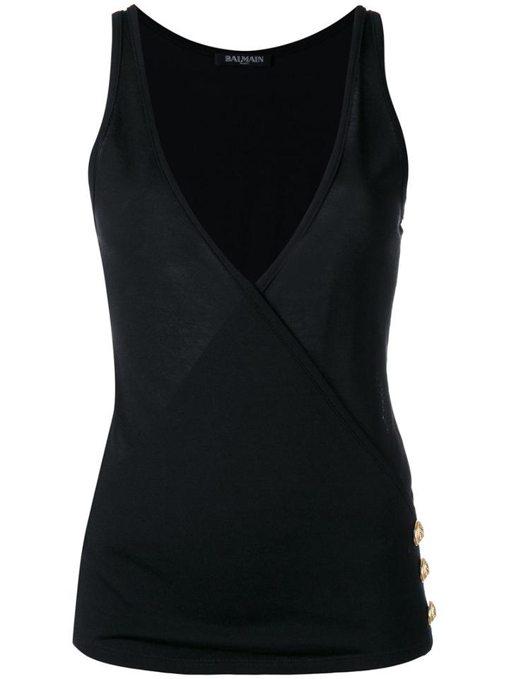 Balmain - Crisscross Sleeveless Top - Women - Cotton/viscose - 40, Women's, Black, Cotton/viscose
