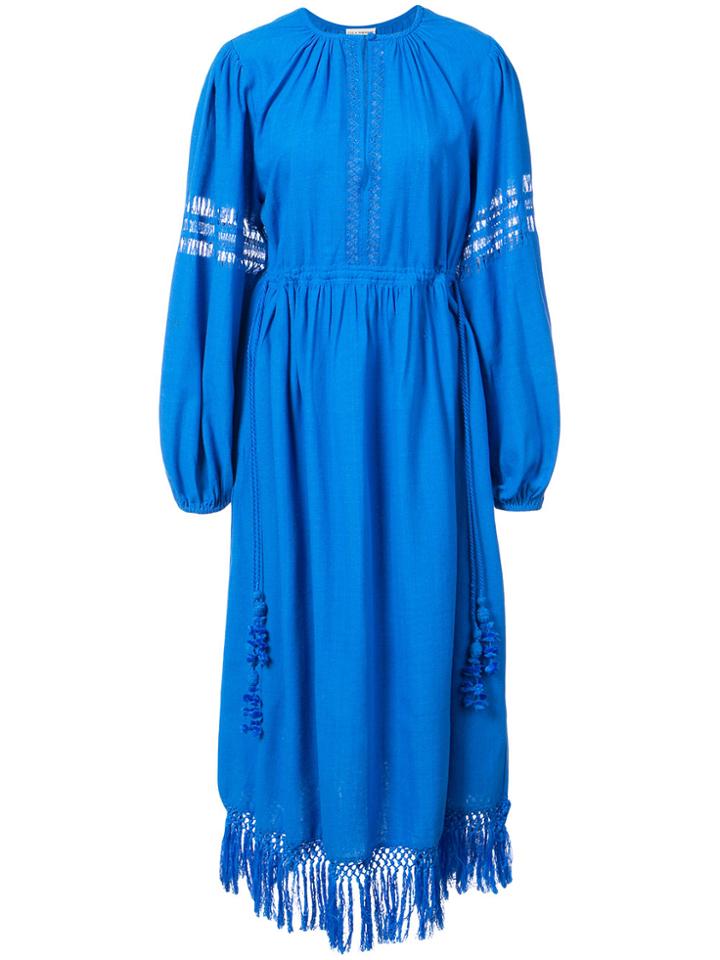 Ulla Johnson Cut Out And Tassel Detail Dress - Blue