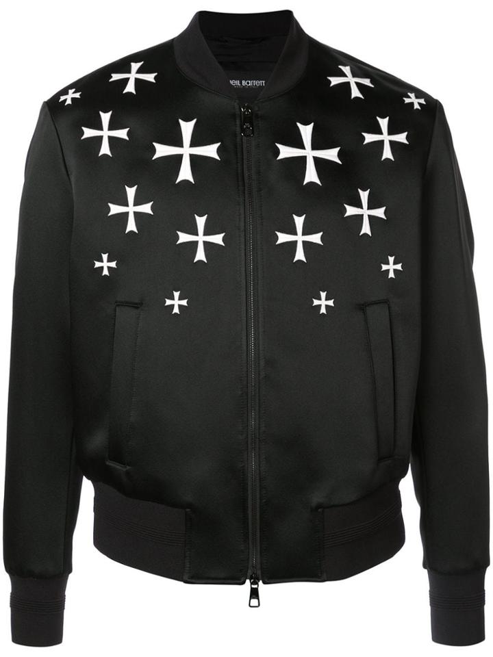 Neil Barrett Cross Print Bomber Jacket - Black