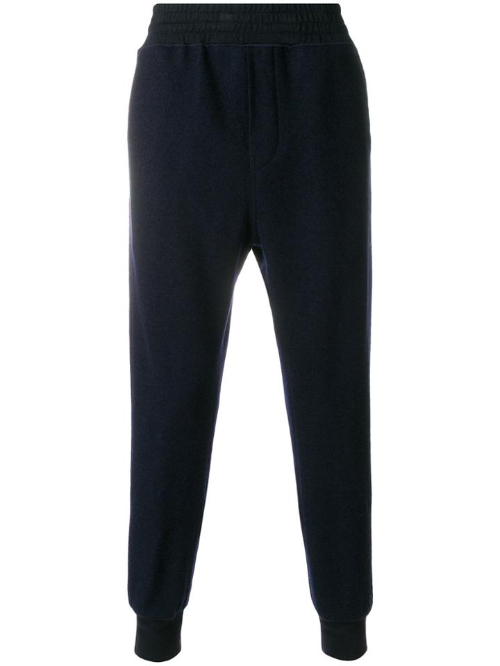 Wooyoungmi Gathered Ankle Knit Track Trousers - Blue