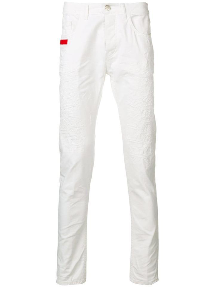 Frankie Morello Creased Effect Slim-fit Jeans - White