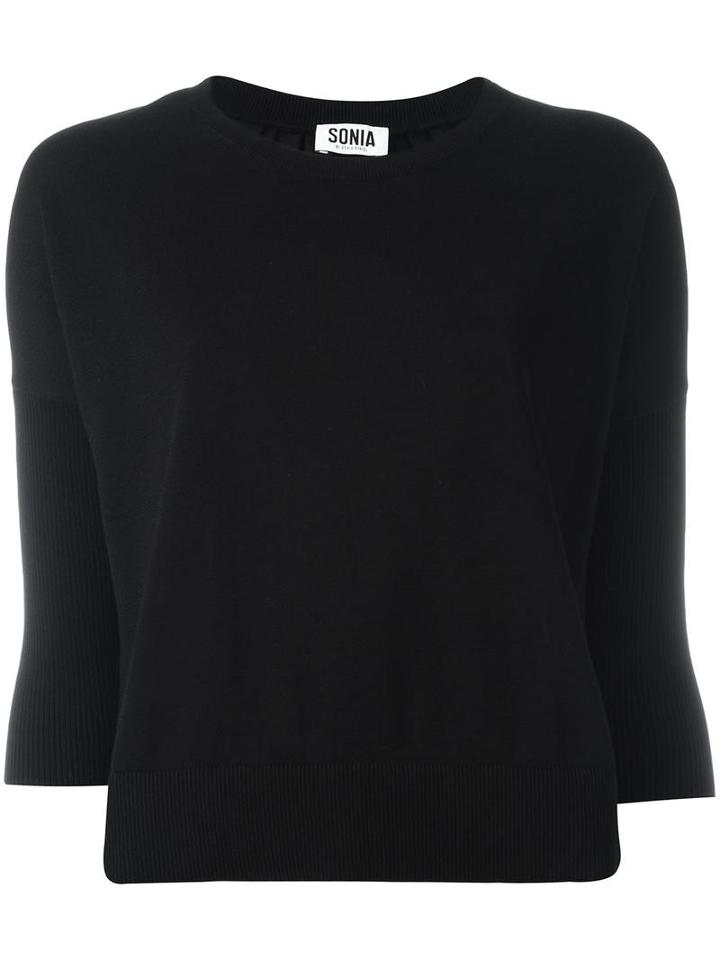 Sonia By Sonia Rykiel Three-quarters Sleeve Sweatshirt, Women's, Size: Large, Black, Cotton/polyester