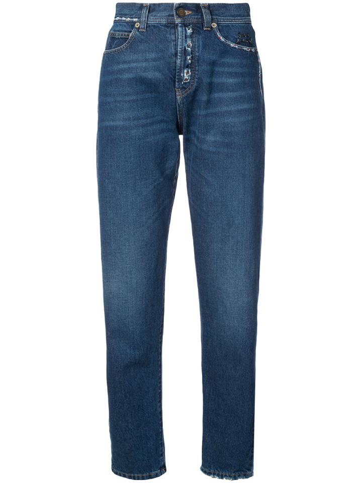 Saint Laurent Distressed Effect Tapered Jeans - Blue