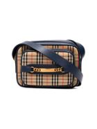 Burberry Blue, Yellow And Black Check And Chain Canvas Messenger Bag