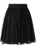 Philosophy Di Lorenzo Serafini Lace Overlay Pleated Skirt, Women's, Size: 40, Black, Polyamide/polyethylene