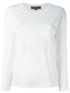Salvatore Ferragamo Sequinned Logo Top, Women's, Size: Large, White, Cotton