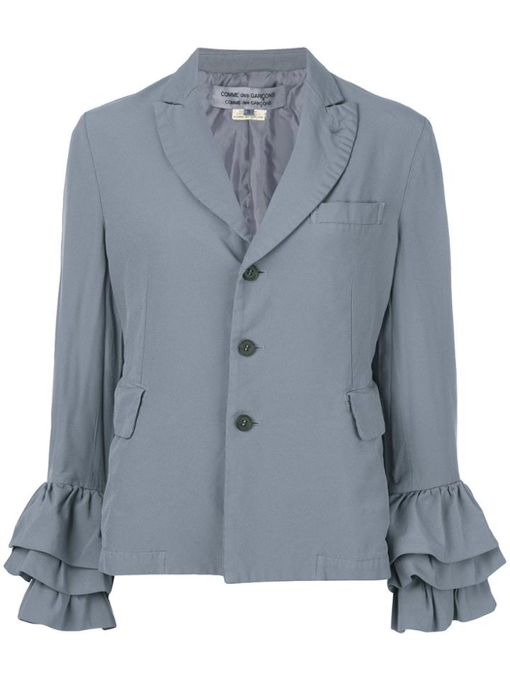 Comme Des Garçons Comme Des Garçons Frill-trim Fitted Blazer - Grey