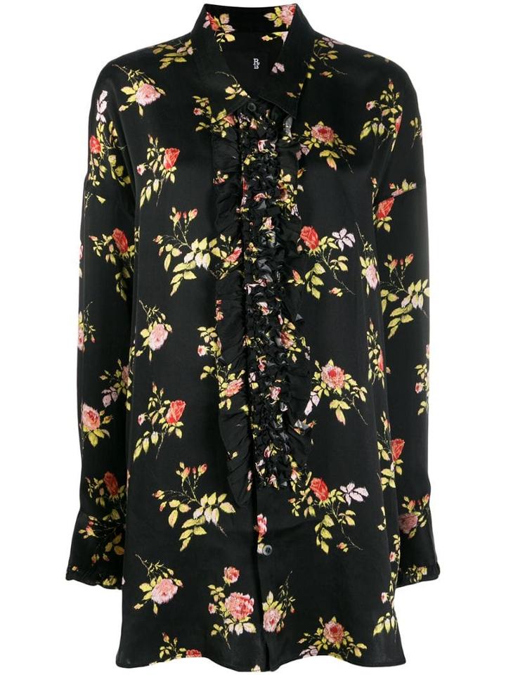 R13 Oversized Floral Silk Shirt - Black