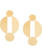 Annie Costello Brown Long Split Circle Earrings - Metallic