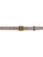 Gucci Leather Belt With Double G Buckle - Pink