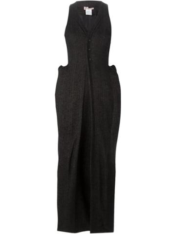 And Re Walker Long Buttoned V-neck Dress
