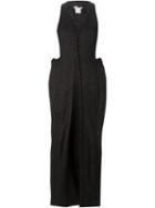 And Re Walker Long Buttoned V-neck Dress