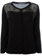 Alberta Ferretti Paneled Cardigan, Women's, Size: 48, Black, Cotton/virgin Wool/cashmere/polyamide