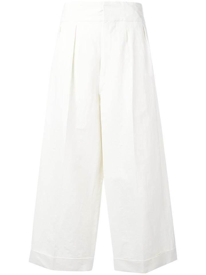 Marni Cropped Wide Leg Trousers, Women's, Size: 38, Nude/neutrals, Linen/flax/spandex/elastane/viscose