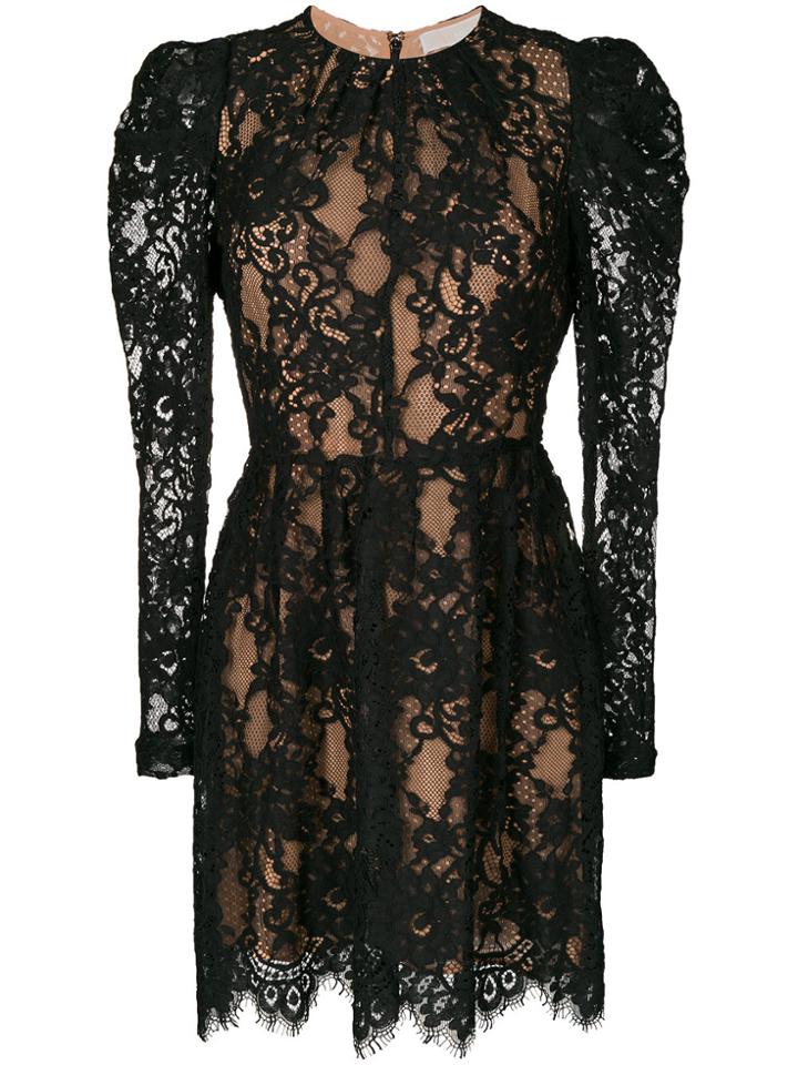 Michael Michael Kors Puffed Sleeve Layered Lace Dress - Black