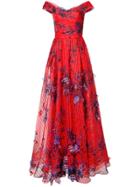 Marchesa Notte Long Floral Dress - Red