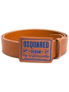 Dsquared2 Denim Logo Buckle Belt, Men's, Size: 100, Brown, Leather/metal