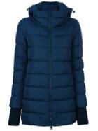 Herno - Knitted Cuffs Hooded Jacket - Women - Polyamide/goose Down/feather - 46, Blue, Polyamide/goose Down/feather