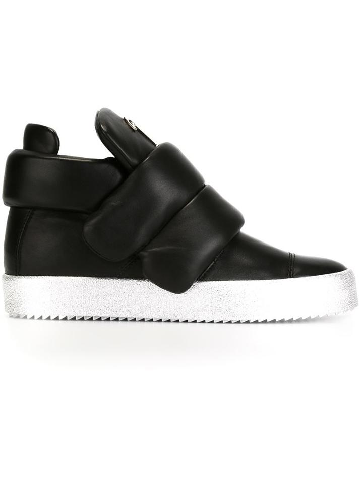 Giuseppe Zanotti Design Velcro Fastening Hi-top Sneakers, Men's, Size: 40, Black, Calf Leather/rubber