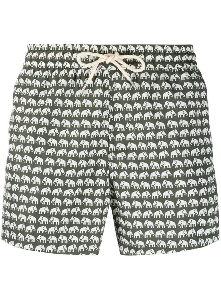 Nos Beachwear Elephant Print Swim Shorts - Green