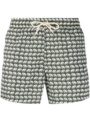 Nos Beachwear Elephant Print Swim Shorts - Green