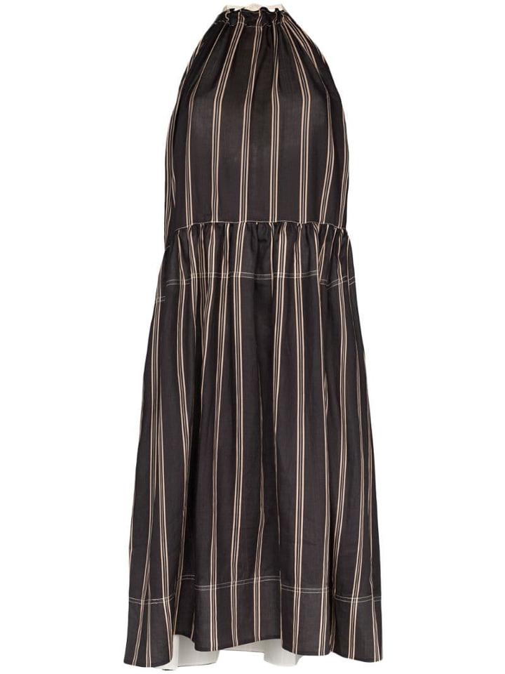Lee Mathews Granada Gathered Midi Dress - Black