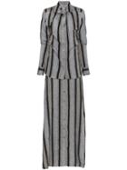 Y/project Striped Linen Maxi Dress - Grey