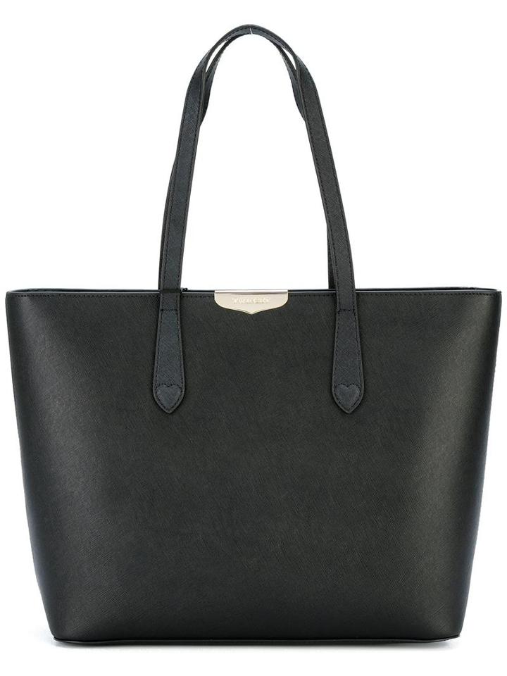 Twin-set Logo Plaque Tote, Women's, Black, Leather