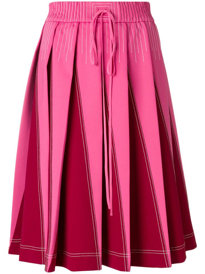 Valentino Technical Pleated A-line Skirt - Pink & Purple
