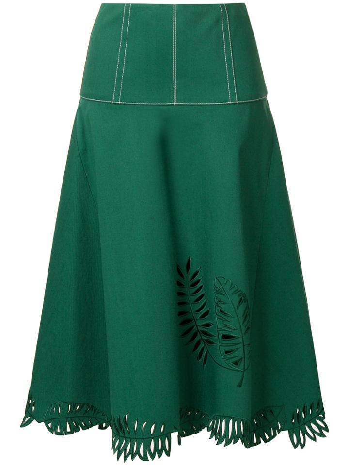 Fendi Flared Midi Skirt - Green