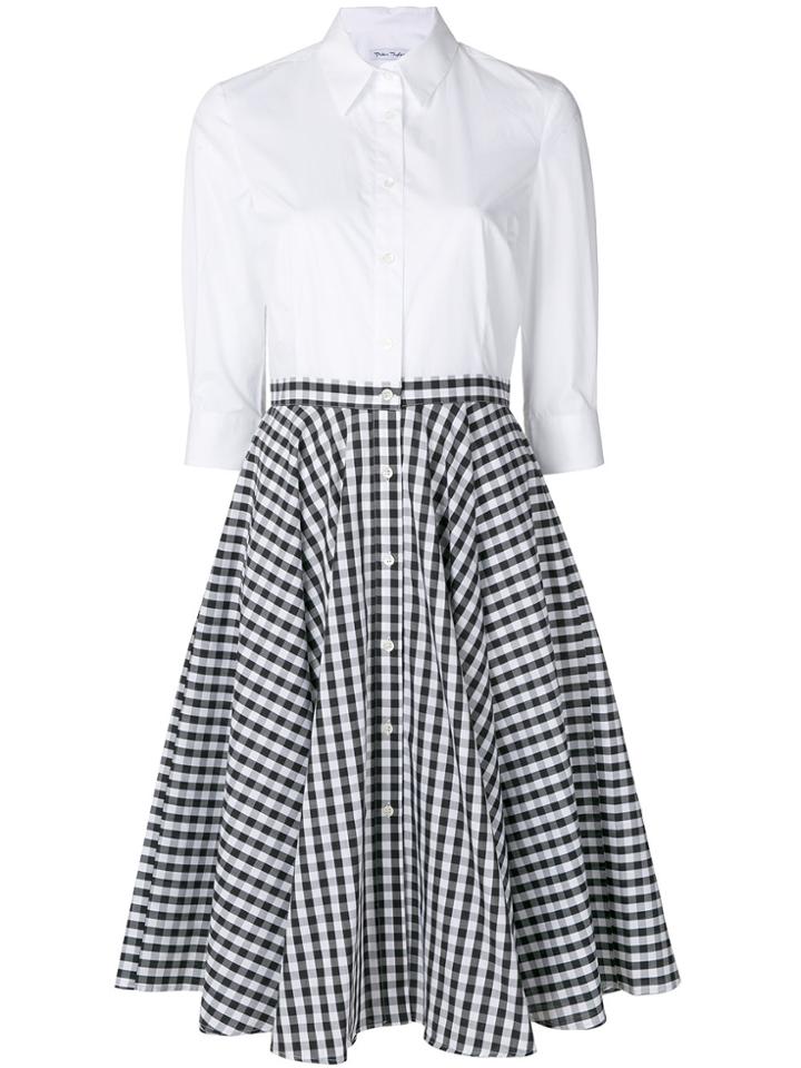 Peter Taylor Gingham Print Skirt Shirt Dress - White