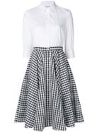 Peter Taylor Gingham Print Skirt Shirt Dress - White