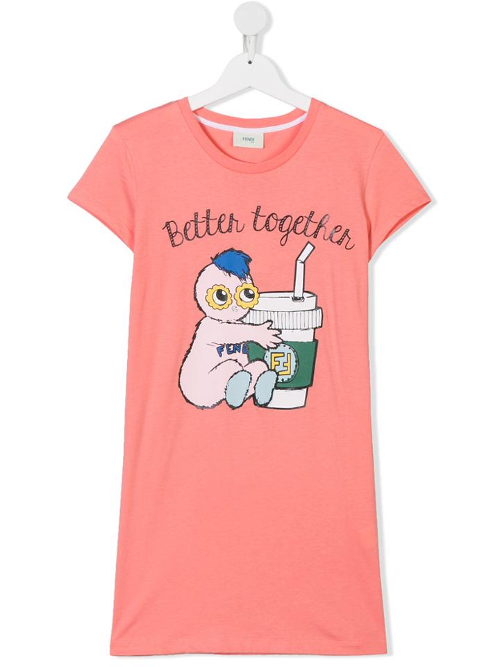Fendi Kids Teen Printed T-shirt Dress - Pink & Purple