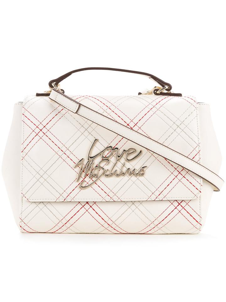 Love Moschino - Stitched Logo Shoulder Bag - Women - Polyurethane - One Size, White, Polyurethane