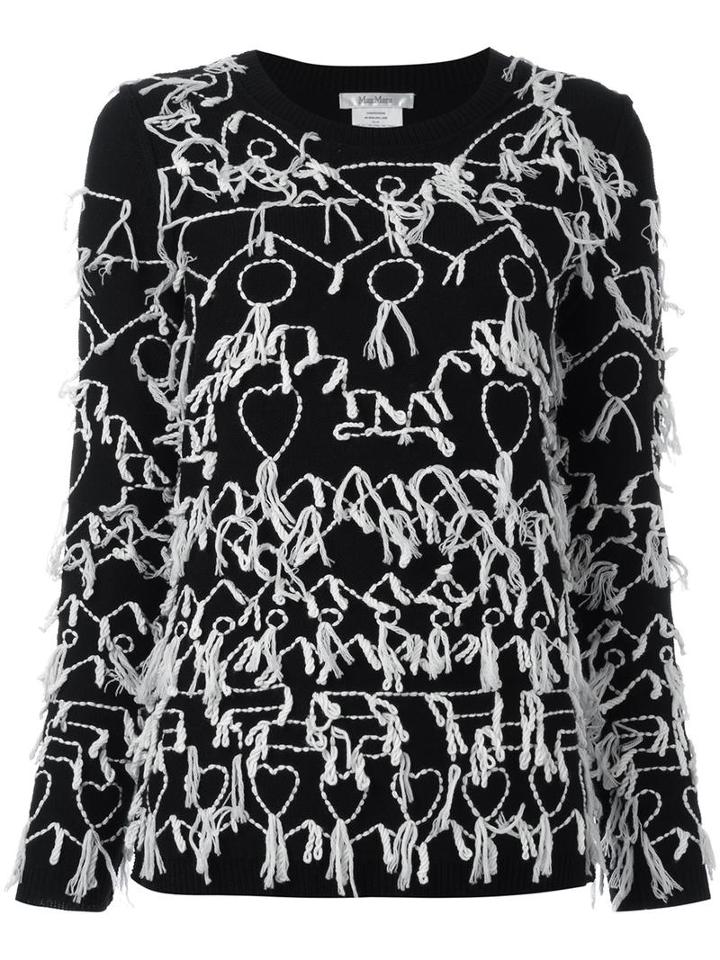 Max Mara 'heart' Embroidery Jumper, Women's, Size: Medium, Black, Virgin Wool